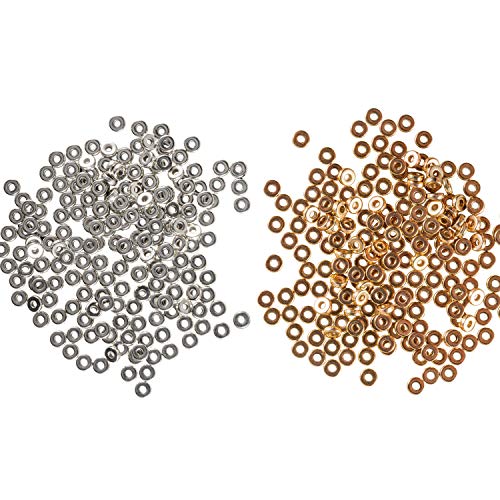 Deoot 400 PCS 6mm Gold & Silver Round Spacer Beads for Bracelet Necklace Jewelry Making Supplies
