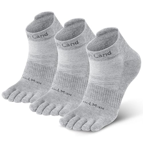 Image of Tough Land Coolmax Five Finger Toe Socks for Men and Women - Athletic Running Ankle Socks - 3 Pairs
