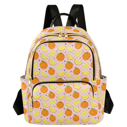 Mochila naranja de poliéster cosido con 3 bolsillos de cremallera talla S