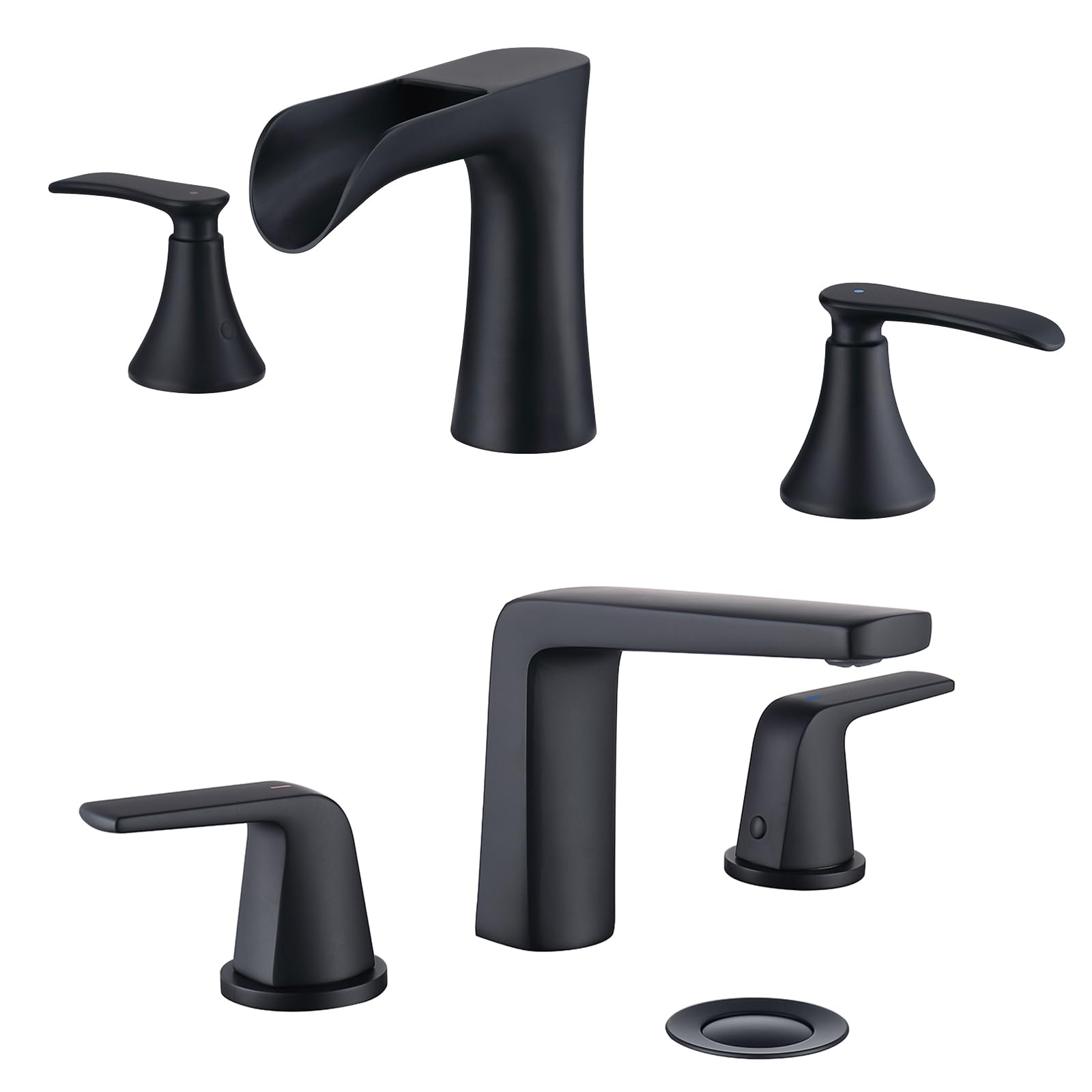 Sxithgkdw Black 8 Inch 2 Handles Widespread Bathroom Faucet And Waterfall Bathroom Faucet
