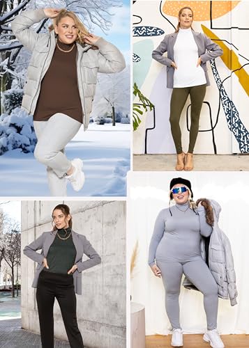 Image of Womens Turtle Neck | Long Sleeve and Sleeveless Top | Plus Size XL-7X | Tops Women White Turtleneck Women