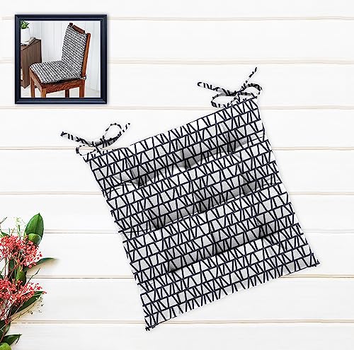 Image of Cotton Shell with Mixed Fiber Filled Printed Chair Cushion - Grey Print