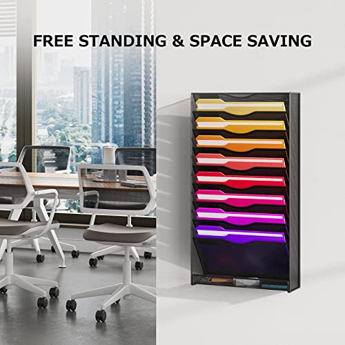 Goldorcle 10-Tier Wall File Organizer Hanging File Holder Wall Mounted Magazine Document Rack For Office Organization And School Storage #TOP6