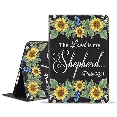 BWOOLL Case for Samsung Galaxy Tab S11 Ultra/S10 Ultra/S9 Ultra/S8 Ultra 14.6" 2025/2024/2023/2022, Slim PU Leather Stand Cover with Auto Wake/Sleep, Sunflower Quote Bible Verse Psalm 23:1