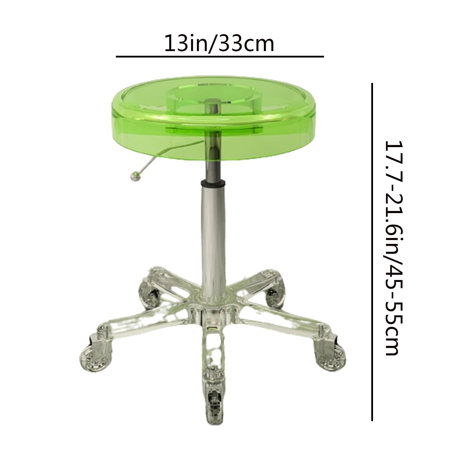 Taburete rodante con material acrílico y ajuste de altura, silla giratoria resistente para bar, laboratorio, oficina, cocina y tienda