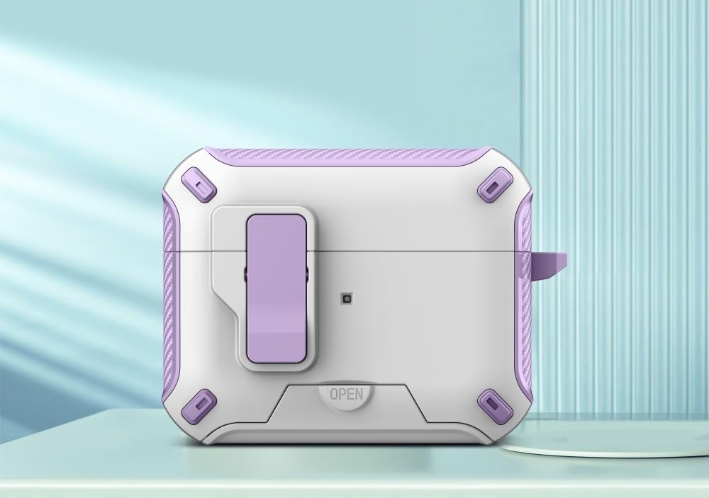 Funda AirPods Pro 1 para viajes y oficina con soporte trasero duro y llavero seguro 7