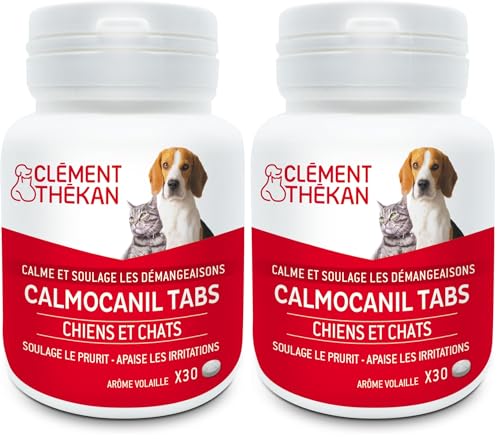 Clément Thékan - Aliment complémentaire Qui soulage Le prurit et apaise Les irritations pour Chiens et Chats - Calmocanil Tabs 30 comprimés (Lot de 2)