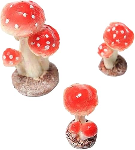 ORFOFE 3 Micro Landscape Ornament Flower Pots Mushroom Landscape Miniatures Mini Mushroom Figurines Mini toadstools Artificial Plant Miniature Fairy