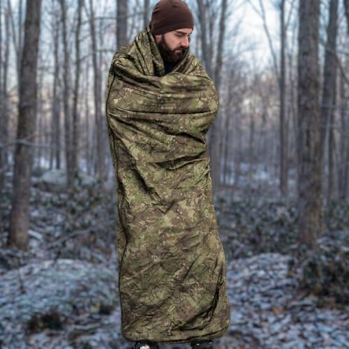 LOOGU Camo Blanket Waterproof Poncho Liner Military Zipper Insulated Sleeping Bag Outdoor Camping Hiking Hunting Travel Survival Backpacking - Thumbnail 7