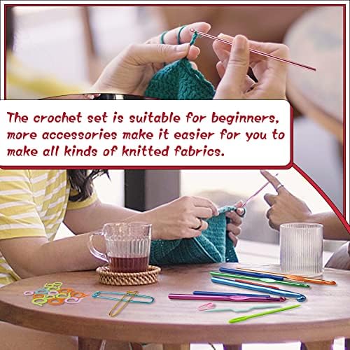 104 Pack Crochet Hooks Set, 9 PCS Coloured Aluminum Ergonomic Soft Grip Handles Crochet Kit 2mm to 6mm with Accessories, Crochet Starter Kit Supplies for DIY Crafter, Crochet Lover, and Beginners
