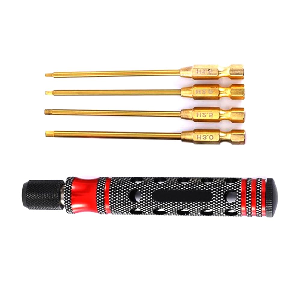 Comphic Hexagon Screwdriver Set 1.5, 2.0, 2.5, 3.0mm Quick Change Allen Key, Hex Wrench Tool for RC Cars, Crawlers, Boats A
