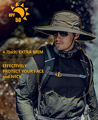 Folouse Mens Sun Hat With Uv Protection Wide Brim Sun Hats For Men Waterproof Sun Hats For Fishing Hiking Camping Army-Green thumb #1