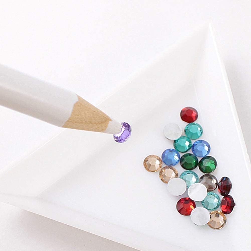 1Pc White DIY Nail Art Rhinestones Jewelry Picking Wax Pencil Pen Picker Dotting Tool Useful Processed Tweezers,Pencil sharpener and Triangular Plate Nail Art Beauty and Personal Care