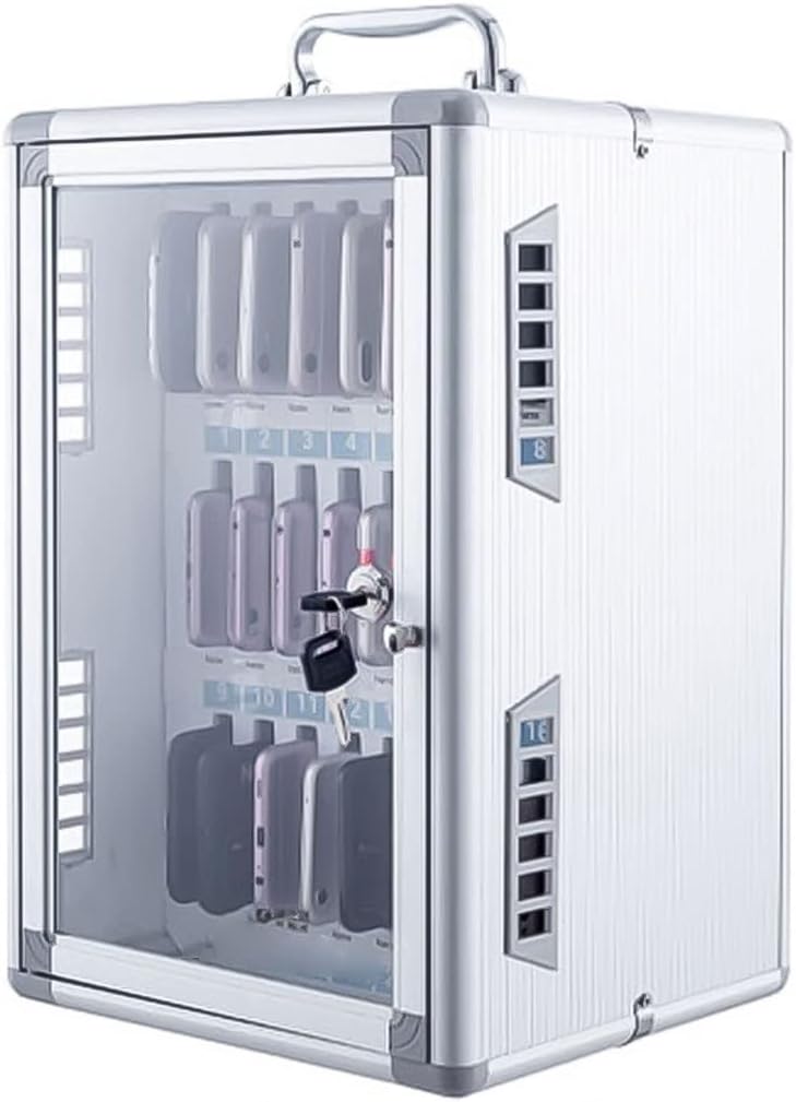 Cell Phone Locker Box for Classroom with Door Locks and Keys Clear Acrylic Jail Storage Cabinet，Wall-Mounted Aluminum Phone Storage Box - Organizer Cabinet for Classroom, Factory, Summer Cam