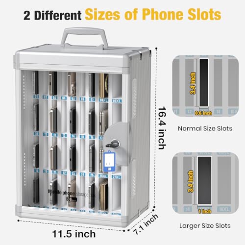 Glosen Handytresore mit 【demselben Schloss】, Handy-schließfach aufbewahrungsschrank [Wandmontiert] [Aluminiumlegierung] Handy-aufbewahrung mit Griff für Klassenzimmer Büro Prüfung