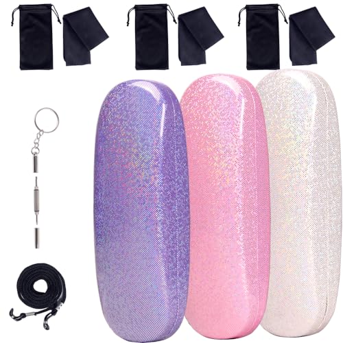 Image of ADBGV 3Pcs Unisex Hard Shell Eyeglasses Cases, Protective Case For Glasses,Sunglasses Case with Cleaning Cloth