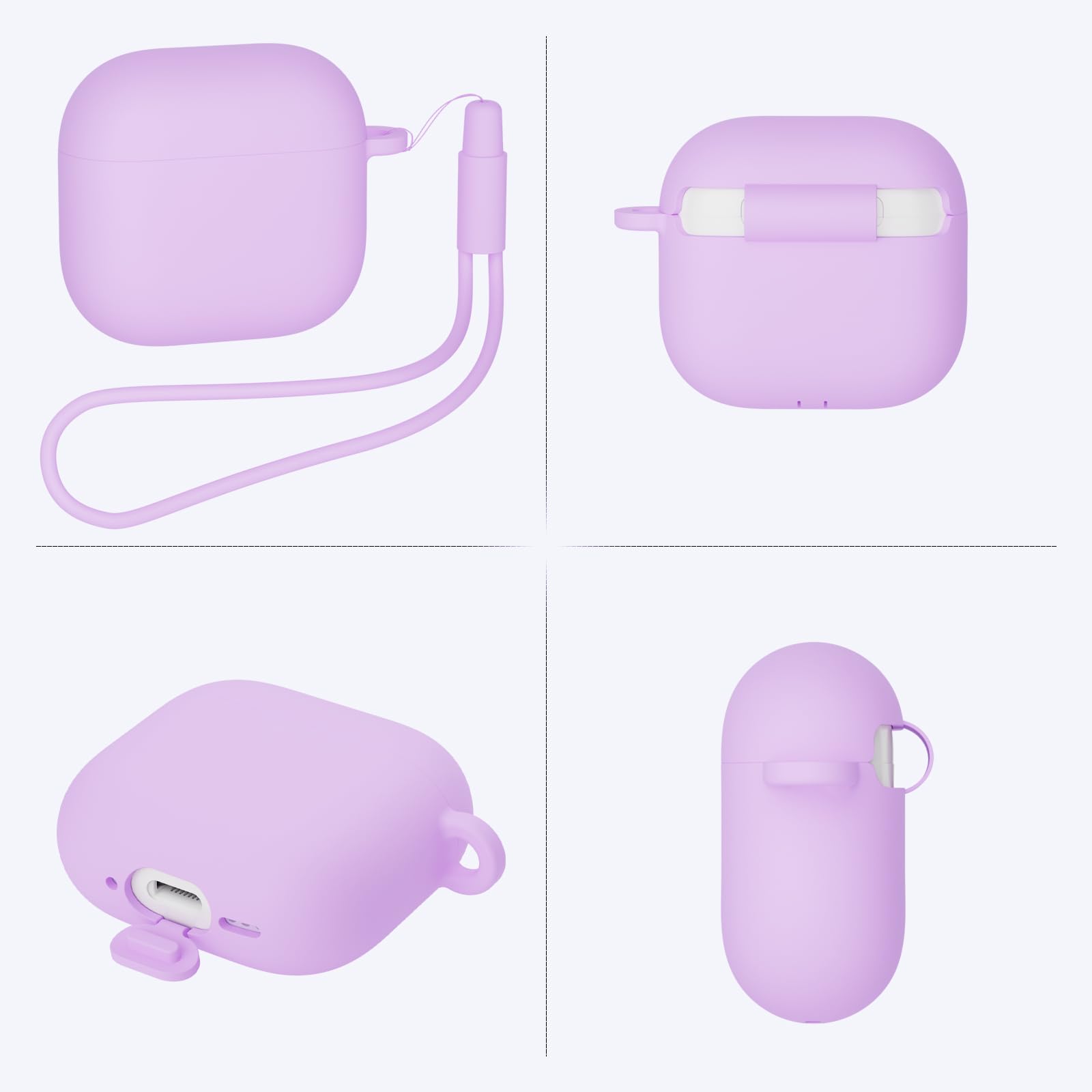 Case Compatible with AirPods 4 2024 with Cleaning Kit, Premium Silicone for Airpods 4 Case Cover Protective Shockproof Silicone Case, LED Front Visible Visible Purple - 4