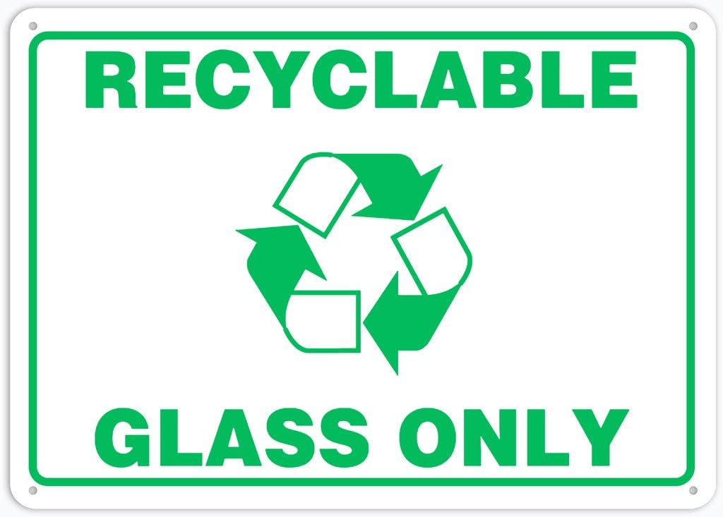 8"x12" Tin Metal Sign - Recyclable Glass Only - Decorative Plate For Shop, Yard, Garage, Outdoor Wall