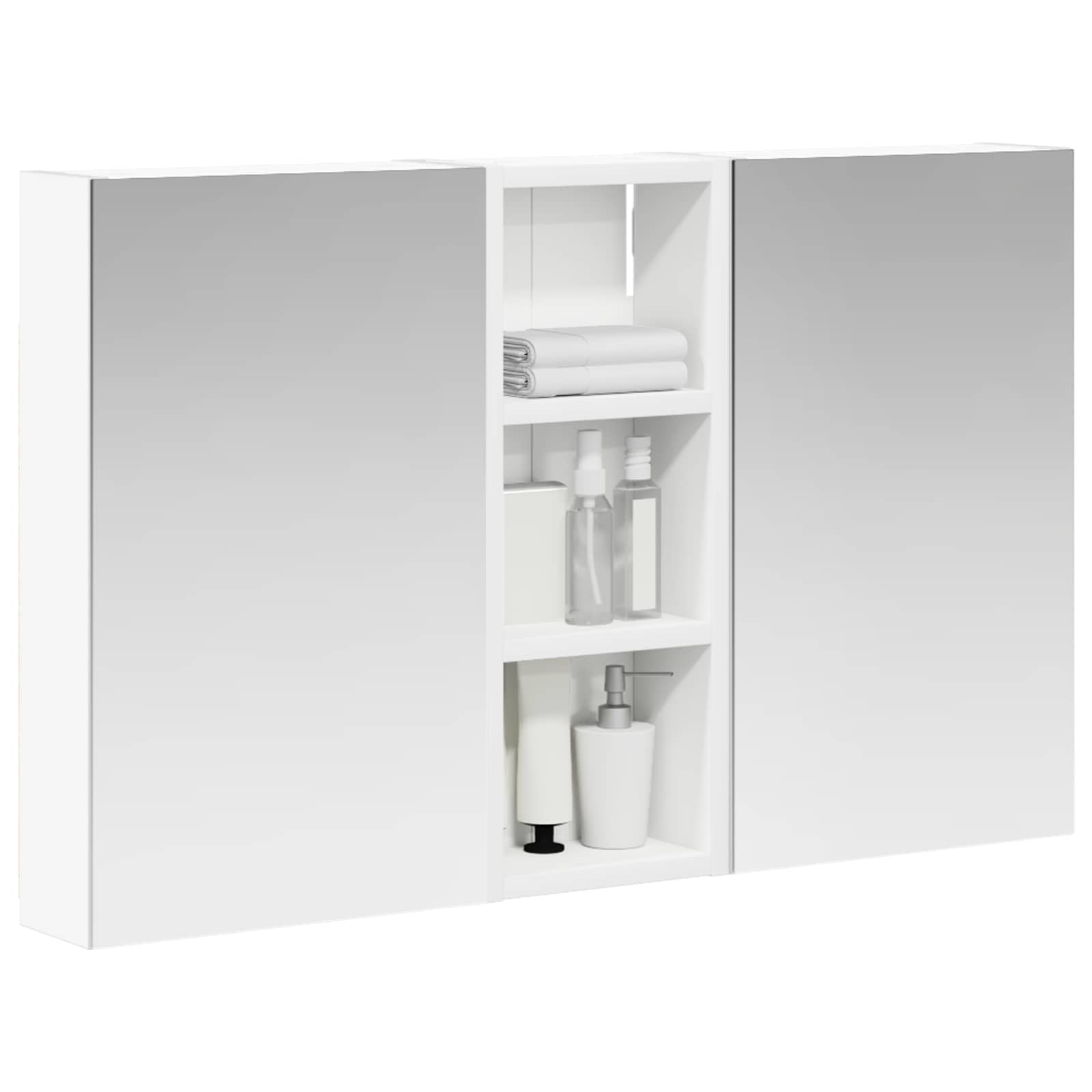vidaXL Set di Armadi da Bagno con lo scaffale 3 pcs 80 x 10,5 x 50 cm, Mobile per bagno, specchio LED rettangolare, unità appesa, organizer moderno, salvaspazio