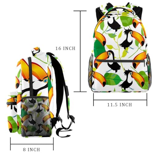 Sac à dos imprimé tropical toucan multicolore résistant 40cm