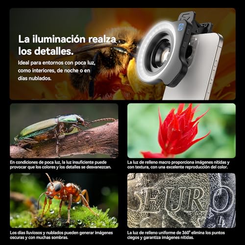 Lente Macro APEXEL HB100 con Luz de Relleno para iPhone 17 y Samsung 4