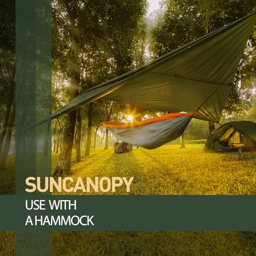 VOSOIR Toldo Camping 3X3M Impermeable, Ultraligero y Portátil Toldo de Refugio, Tienda de Campaña Hamaca, Protección UV, Anti Desgarro, Tarp para Picnic Pesca Camping Senderismo(Verde Oscuro) - Image 8