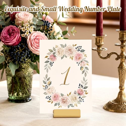 Image of 30 Pcs Table Number Holders Gold Glossy Finish | Metal Place Card Stands for Weddings Parties, Display Price Tags Food Signs, Restaurants Events, 1.6 inchx0.5 inchx0.6 inch