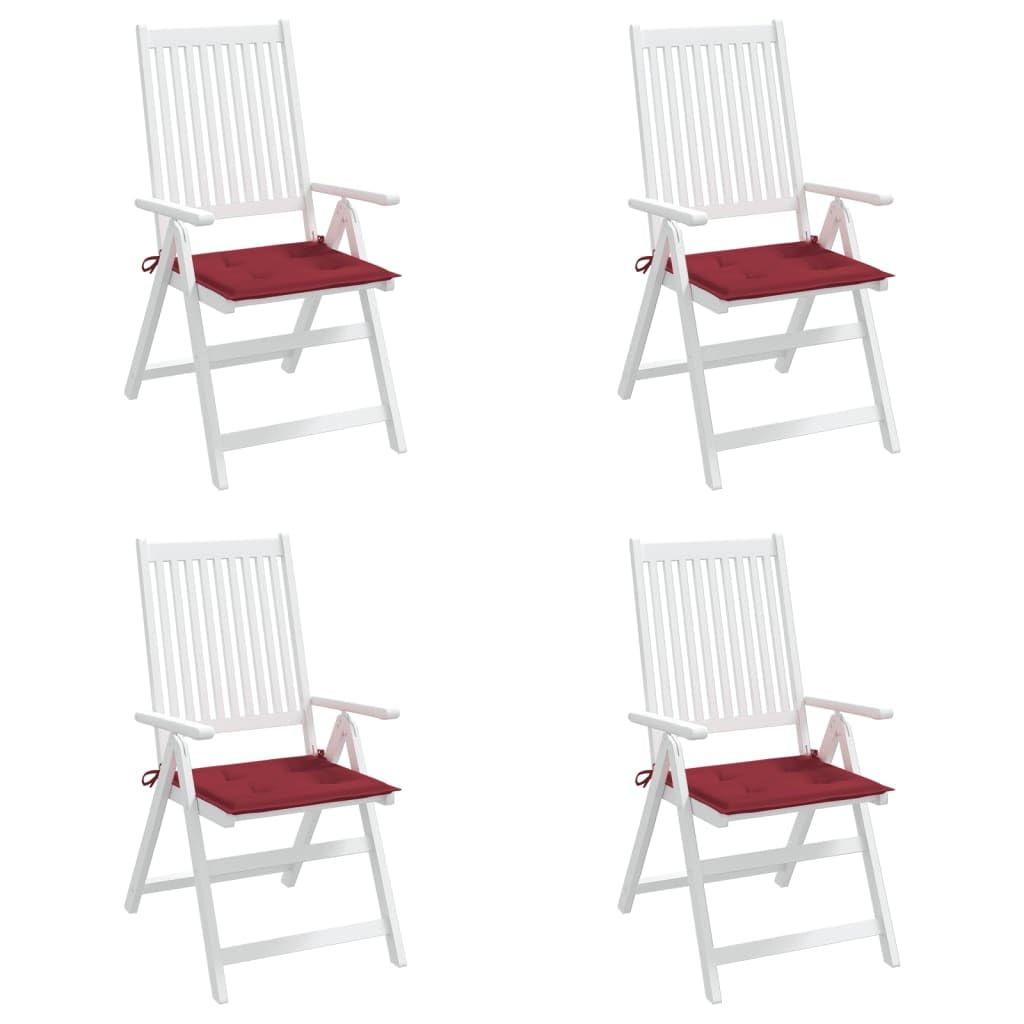 Cojín para silla de jardín, 4 unidades, color rojo vino, 50 x 50 x 4 cm, tela Oxford, resistente al agua, para muebles de exterior e interior, relleno de espuma