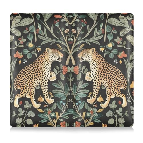 GuoChe Pu Leather Car Registration & Insurance Card Holder Men Women Essential Wallet Case for any Car, Truck, Motorcycle, Trailer or Boat Leopard Floral Pattern