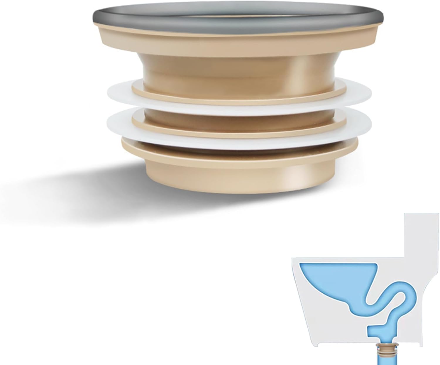 Flange Ring Toilet Seal Ring Wax Free Toilet Repair, Toilet Bowl Sealing Rubber Ring