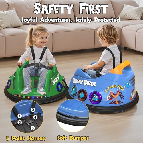 Image of ANPABO 12V Bumper Car for Toddler, w /Remote Control, 360 Spin, Blue