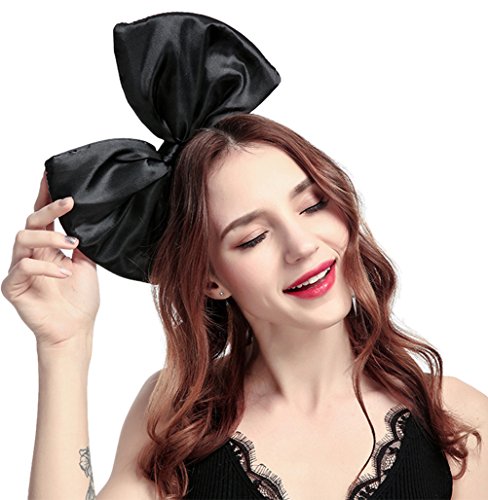 Warmword 9 Colors Women's Girl's Bow Hair Bands Headdress Big Bowknot Hairband (Black)