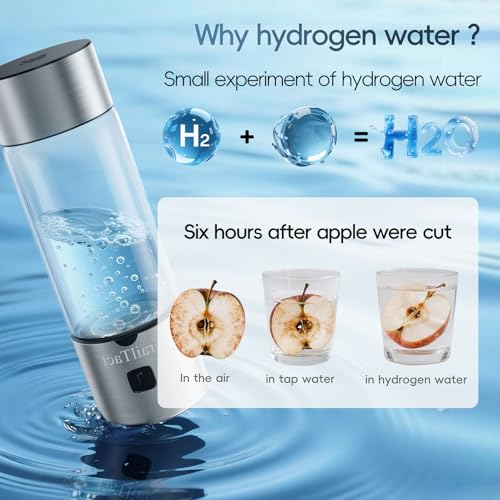 Hydrogen Water Bottle, 2026 Upgraded SPE/PEM Technology-3 Minutes Hydrogen Rich, Portable Athletic Performance, Hydration System for Home, Office, Fitness Travel, Sports, Drinking (Silver) — view 4