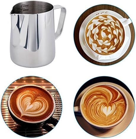 Anpro Milk Jug 350ml/12 fl.oz, 304 Stainless Steel Milk Pitcher, Milk Frothing Jug for Making Coffee Cappuccino