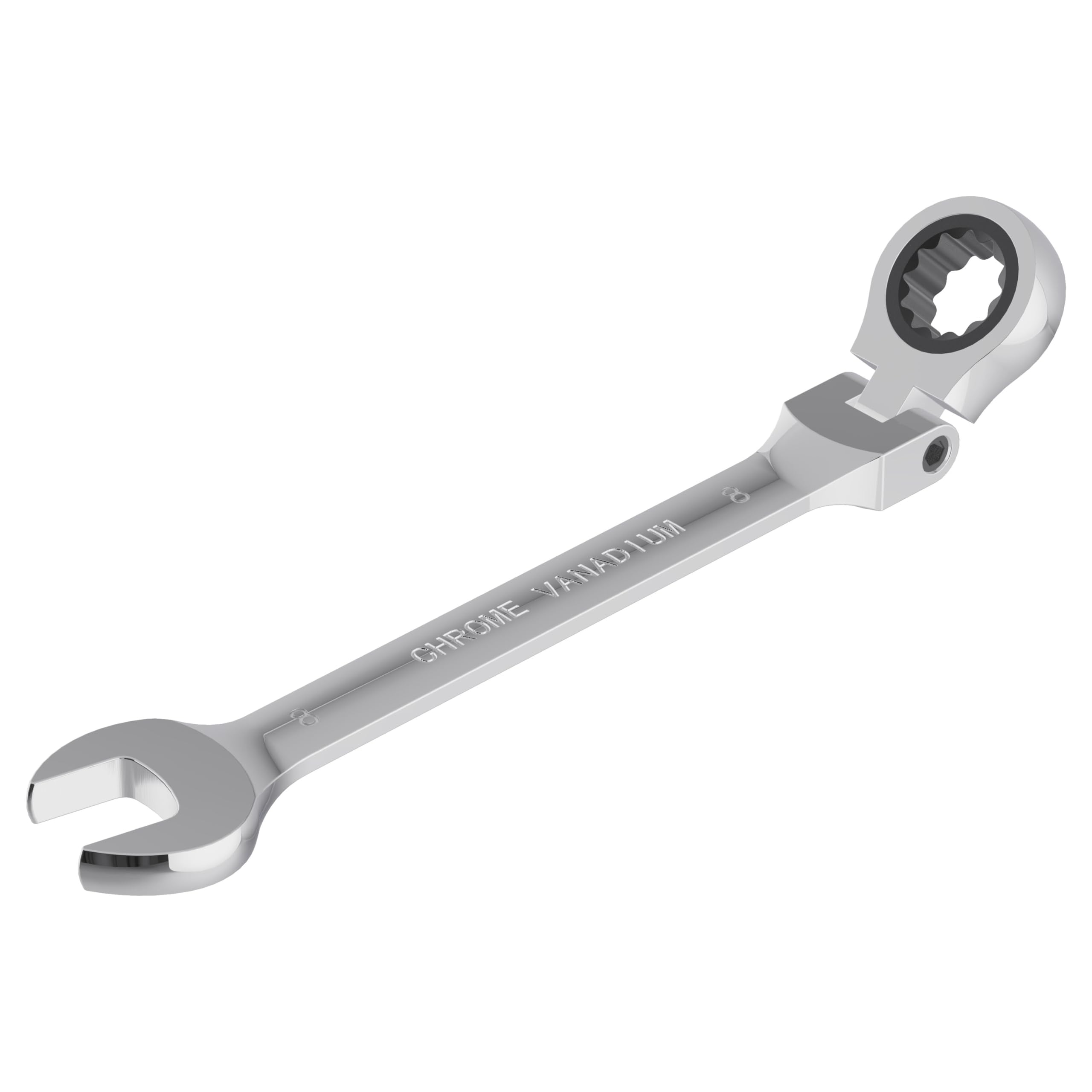 FOCMKEAS 8mm(5/16") Flex-Head Ratcheting Combination Wrench Metric 72 Teeth 12 Point Ratchet Box Ended and Open End Spanner Tools, Flexible Head Gear
