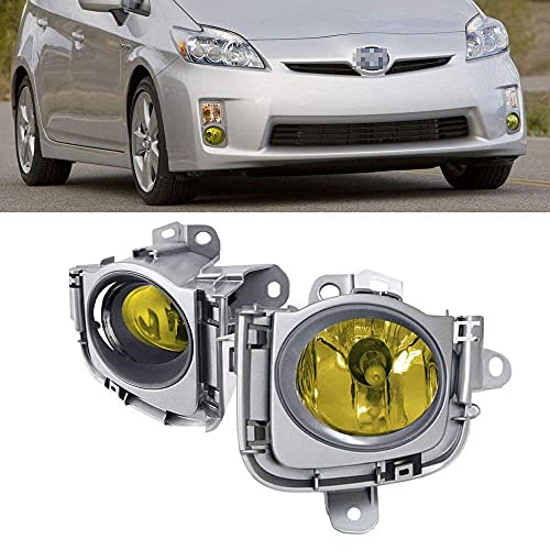 Ijdmtoy Complete Set Yellow Lens Fog Light Kit Compatible With 2010 2011 Toyota Prius W/Fog Lamp Bezel Cover, Switch & Relay #TOP5