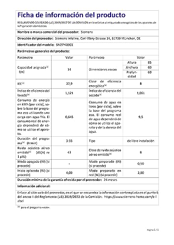 SIEMENS Lave vaisselle 60 cm SN27YI03CE IQ700, 14 couverts, 43 db, Zeolith