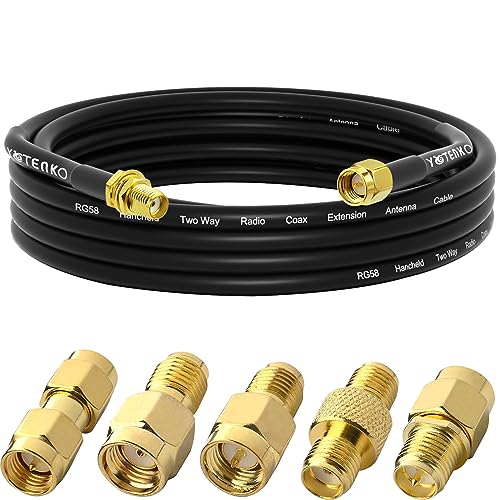 YOTENKO SMA Antenna Extension Cable 16.4Ft + 5PCS SMA RF Coax Connector Kit,SMA Male to Female RG58 Coaxial Cable Low-Loss for 3G 4G LTE Router ADS-B SDR USB Dongle Receiver Antenna Extension Wire