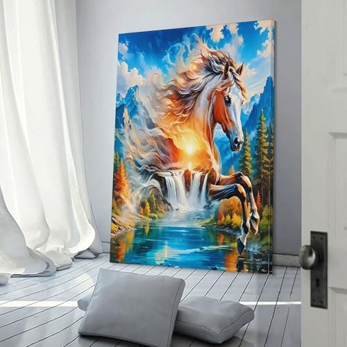 Décoration murale cheval peinture sur toile moderne pour intérieur maison