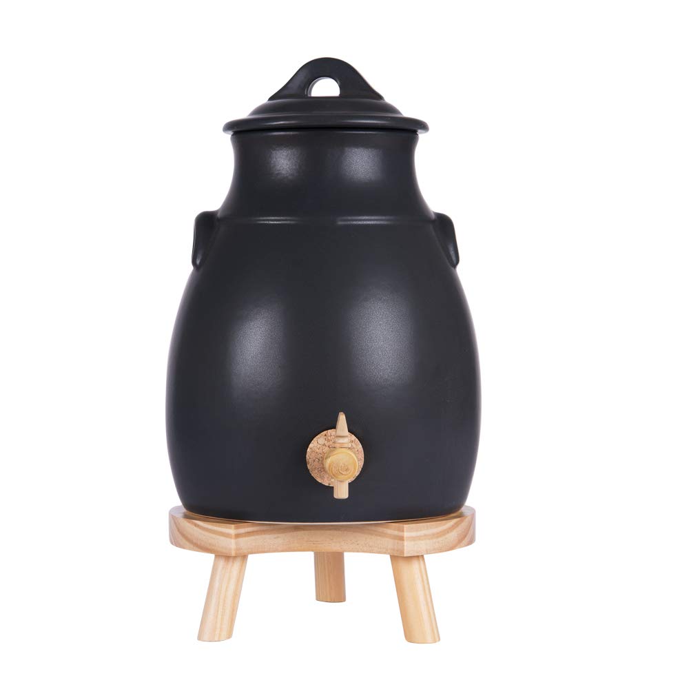 Table Passion - Vinagrera de gres gris 3,5 l sobre base de madera