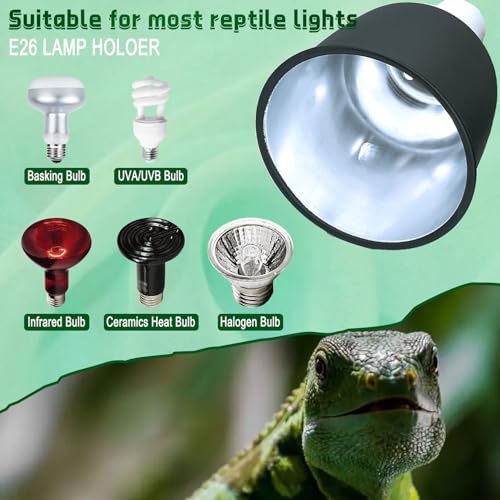 BNOSDM Reptile Light Fixture,5.5 Inch Deep Dome Reptiles Heat Lamp Fixture for UVB UVA Bulb,Heat Basking Bulb,Optical Reflection Heat Lamp Fixtures for Reptile Amphibian Tank Terrariums - Thumbnail 2