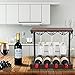 SODUKU Wine Racks Countertop Handmade Metal & Wood Wine Countertop Rack Wine Storage Shelf with 4 Bottle Cages & 6 Long Stem Glass Holder Walnut