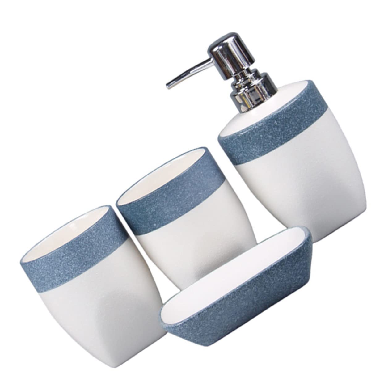 Ipetboom Conjunto Cerámico para Baño con Dispensador de Jabón Bandeja Organizadora y Vasos Diseño Elegante Blanco y Accesorios Duraderos para Hogar y Cocina