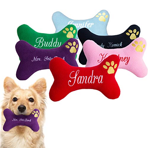 Personalized Squeaky Dog Toys, Tough Plush Bone Shaped Dog Toy, Custom Name Pet Toy Gift Personalized Squeaky Dog Toys, Tough Plush Bone Shaped Dog Toy, Custom Name Pet Toy Gift