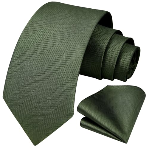 Image of HISDERN Mens Ties Solid Color Ties for Men Formal Necktie with Pocket Square Set Satin Silk Neck Tie Handkerchiefs Set
