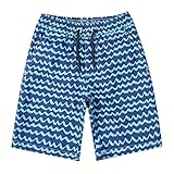 LIZENS Boys Swim Trunks UPF 50+ Quick Dry Striped Bathing Suit Swimsuit Little Boys Swimwear (8-9T,