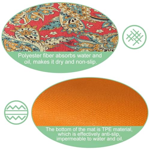 Alfombrilla de cocina para evitar resbalones VAPOKF lavable flores 2x 6