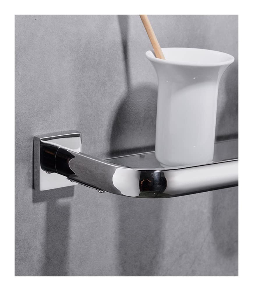 Mensole sospese Portaoggetti per Doccia Mensola da Bagno Mensola da Bagno in Acciaio Inossidabile 304 Hardware Vetro Placcato Cromo Lucido Rack Punch Mensola a Parete por