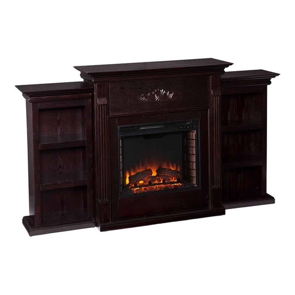 SEI Furniture Tennyson Electric Bookcases Fireplace, Espresso (FA8545BE)