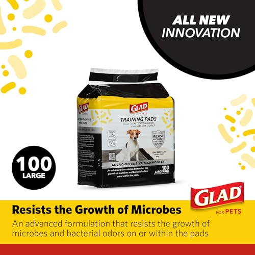 Image of Glad for Pets Activated Carbon Training Pads, Anti-Microbial, 100 Count (Pack of 2)